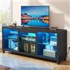 YITAHOME Mobile Porta TV con Luci, 148cm Mobile TV per TV da 65 pollici e piccoli televisori con luci LED RGB & ripiani in vetro regolabili per soggiorno, camera da letto (Nero)