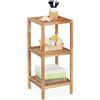 Relaxdays Scaffale da Bagno in Legno di Noce, HLP: 79 x 36 x 36 cm, 3 Ripiani, Mobiletto Salvaspazio Cucina, Naturale