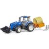 bruder 02187 - New Holland T5.120 con caricatore frontale, cassone di carico, forche e balle rotonde - 1:16 Trattore, Veicoli, Fattoria, Bulldog