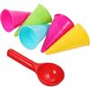 FUNOMOCYA Set di 6 Giocattoli da Spiaggia e Sviluppo della Manualità per Bambini Coni Gelato in Pp Colore e Paletta , Facile da Trasportare per Giochi