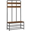 HOOBRO Grande Attaccapanni, Appendiabiti con Scarpiera e 12 Ganci, Portabiti Autoportante, Mobile Ingresso Corridoio, Struttura in Metallo, Assemblaggio Semplice, Stile Industriale EBF05MT01