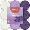 Bolsius - 18 Lumini Profumati - Lavanda - Durata di Combustione di 3.5 Ore - Diametro 38 mm - Estratti Naturali - Contiene Cera Vegana - Senza Olio di Palma
