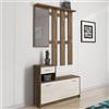 Dmora Mobile da Ingresso Sargassi 25.5x100x190h cm Bianco Specchio Incluso 8 Paia, 2 Ripiani