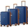 KONO Set di 3 Valigie in PP Rigida - Trolley Espandibili con Ruote 360° TPE, Portabicchieri Integrato, Leggere e Serratura TSA (Set di 3 Valigie, Marina Militare)