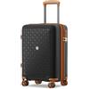 KONO Valigia Cabina in PP Rigida 53,5 cm - Trolley a Mano Espandibile con 4 Ruote Silenziose TPE, Portabicchieri e Serratura TSA (20", Nero)