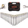 VEVOR Set di Chiavi Combinate a Cricchetto 24 Pezzi, Set di Chiavi a Cricchetto con Misure Metriche e SAE, Testa Snodata a 180°, Meccanismo a 72 Denti, con Custodia per Uso Casa e Auto, Nichel Grigio