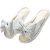 LALADEFIEE Ciabatte Donna Peep Toe Fiocco in Cotone e Lino Traspiranti Antiscivolo per Casa e Hotel Comode e Fresche Taglia 39-40