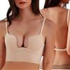 BKEPDY Reggiseni Schiena Scoperta Donna Reggiseno Invisibile Fili a V Profondo Push Up Senza Cuciture Comodo Bellissimo Dorso a Forma di U