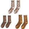 ABOOFAN 3 paia di calze calde autunno inverno leopardato metà tubo calzini addensare calzini per ragazze donne (giallo, kaki, beige, 1 paio ciascuno) perfetto