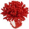 Avalaya Anello elasticizzato con perline in vetro rosso marrone, diametro 45 mm, misura M, Misura unica, Vetro