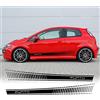worldcustomchopper Adesivi Stiker Fiat Grande Punto Fasce laterali Sotto porta Auto tuning Sport (ROSSO)