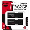 Kingston DataTraveler 100 G3-DT100G3/32GB-2P, USB 3.0, PenDrive, 32 GB, 2 Pezzi, Nero