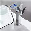 Generic Rubinetto Bagno Lavabo Alto Cascata con Luce LED a Tre Colori Miscelatore Lavabo Bagno Alto Quadrato Monocomando Energia Idroelettrica(Silver)