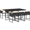 vidaXL Set da Pranzo da Giardino 7 pz Nero con Cuscini in Polyrattan
