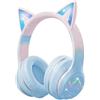 Caijin Cuffie Bluetooth Bambini, Orecchie di Gatto LED, Bluetooth 5.3 Stereo, Fascia Regolabile, Limite Volume 85dB, Pieghevoli, Modalità TF/Kabellato/Bluetooth, Compatibili con PC, Telefono, iPad