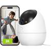 Beans View 2K (3MP) Telecamera di Sicurezza per Interni, 360° Sorveglianza, 2.4GHz Wi-Fi, Visione Notturna a Colori, Bambino/Animale Domestico/Gatto/Cane, Rilevamento umano, Compatibile con Alexa D210