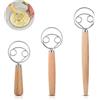 TAIZER 3 Pezzi Frusta a Mano,Frusta Danese, Frullino Manuale,Impastatrici con Manico in legno di Diverse Dimensioni, Ideali per Preparare Pane, Torte e Altri Prodotti da Forno