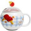 ZONSUSE Tazza Caffè Ping Pong Creativa, Mug Colazione Ceramica Forma Sfera con Coperchio, Tazza Originale, Regalo Divertente per Giocatori Amici Compleanno 420ml (Table Tennis)