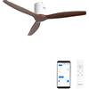 CREATE / WINDCALM NATURAL WOOD M/Ventilatore da soffitto bianco pale legno noce con Wifi e telecomando / 40W, Temporizzatore, Ø132 cm, 6 velocità, silenzioso, funzione estate-inverno
