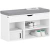 SoBuy Panca scarpiera legno Portascarpe salvaspazio Scarpiera Ingresso Cassapanca Contenitore da Interno con Seduta L80*P30*A48cm Bianco FSR45-HG