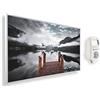 KÖNIGHAUS Riscaldatore a infrarossi Könighaus - 1200 Watt + termostato smart e APP Könighaus - una stufetta elettrica a basso consumo - Cornice bianca (08. Passerella sul lago di montagna)