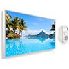 KÖNIGHAUS Riscaldatore a infrarossi Könighaus - 1200 Watt + termostato smart e APP Könighaus - una stufetta elettrica a basso consumo - Cornice bianca (01. Isola di Bora Bora)
