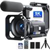 Camcorder 5K 56MP Videocamera Youtube Kit Completo, Visione Notturna Wifi Webcam