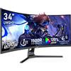 Monitor Ultrawide Da 34 Pollici 1500R Curvo 200Hz Monitor per Computer Da Gioco,