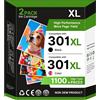 Glliter CARTUCCE INCHIOSTRO RIGENERATE HP 301 XL NERO E COLORE PER STAMPANTI HP 301