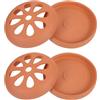 RORPOIR Bruciatore in Terracotta per Zampironi 2 Pezzi, Coperchio Traforato | Porta Zanzare Marrone, Uso Esterno su Patio e Hiking, Raccolta Cenere, Pulizia Semplice