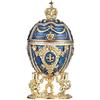 danila-souvenirs Uovo in Stile Fabergé portagioie con Leoni e Corona imperiale 7,5 cm blu