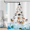Hnmdmyi Tenda da doccia divertente 90x180, colorato Pet Dog e Ocean Fish Bambini Tende da doccia rustico sfondo di legno Vasca Da Bagno Tenda Impermeabile Tessuto in poliestere Tenda Da Bagno