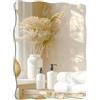 TSKDKIT Specchio da parete, 40 x 30 cm, autoadesivo, senza cornice, in vetro HD, ondulato, per bagno, corridoio, camera da letto