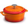 Baldassare Agnelli Pentole Agnelli COGHSRP10414O Slowcook Casseruola con Maniglie e Coperchio, Ghisa, Arancione, 0.8 L - 14cm