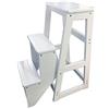 MYAOU Scaletta in Legno Scaletta in Legno 3 gradini Sgabello Pieghevole Multifunzione a gradini - Scaletta per scaffali Cucina Domestica Gradini per Biblioteca (Bianco)