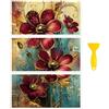 Peacoblue Adesivo per mobili, decorazione artigianale, 15,2 x 30,5 cm, motivo floreale con bordo dorato antico, 3 pezzi, impermeabile, resistente ai raggi UV, trasferimento DTF per cassettiera, vetro