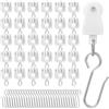 PACKOVE Set 30 Accessori per Tende con Rulli di Scorrimento in Plastica e Ganci in Ferro, Kit Scorrevoli Silenziosi per Binari Tende da Soffitto, Adatti per Soggiorno e Camera da Letto