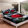 Loussiesd Set di lenzuola con rose 3D con stampa floreale rosa set biancheria da letto romantico fiori lenzuolo con angoli per bambini ragazzi ragazze luna alberi in microfibra letto matrimoniale