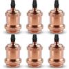 DiCUNO E27 Vintage Portalampada, Edison retro lampada a sospensione, Adattatore in ceramica solida, 6 Pezzi di oro rosa socket