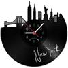 GRAVURZEILE Skyline New York - Orologio da parete in vinile pressofuso con skyline della città, 30 cm, design Upcycling, decorazione da parete, stile vintage, orologio retrò, prodotto in Germania
