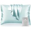 Larlary Federa Seta Cuscino (50x75 cm) Federe Cuscino Letto, 90% Seta, 10% Cotone, Antiacaro e Ipoallergico, Protezione Capelli e Pelle (1, Blu)