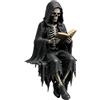 Generico Figura Gothic dark fantasy | Statua lettore ombra cappuccio | Novità Misteri Lettura Figurine Scultura seduta | Decorazione figurine sedute libro lettura mietitore gotico spettrale per armadietto