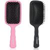 LORSEX Spazzola per capelli da 2 pezzi, spazzola districante a pala grande per donne, uomini e bambini, ottima su capelli bagnati/asciutti, lisciante, massaggiante e districante (Rosa+Nero)