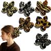 KSJEHW 6 Pezzi Mollette Capelli Donna a Forma di Fiore, Pinze per Capelli Eleganti con Fantasia Leopardata e Zebra, Mollettone Capelli Donna 8cm in Resina per Acconciature e Uso Quotidiano