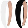 JITNGA 2 Pezzi Fasce Per Capelli In Raso Larghe 3Cm Moda Solido Antiscivolo Fasce Per Capelli Tinta Unita Accessori Per Capelli Fai Da Te Per Donne Ragazze (Nero, Bianco)