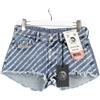 Diesel Shorts Diesel Donna W26 Blu Strappato Stampato Denim Con Zip E Tasche