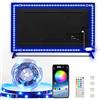 Enteenly Striscia LED TV Retroilluminazione 5m, Luci LED USB Alimentata con Telecomando e controllo APP, Striscia Luminosa a LED RGB 5050 HDTV da 55-75 Pollici, PC Monitor