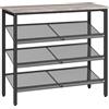 HOOBRO Scarpiera, Scaffale Portascarpe a 4 Ripiani, con 3 Ripiani di Rete Metallica Regolabili, Contiene 12/15 Paia di Scarpe, Stabile, Stile Industriale, per Ingresso, Nero e Grigio EBG42XJ01