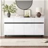 NADEUSAK Credenza bianca, 70 x 160 cm, cassettiera, cassettiera con 4 cassetti, 2 ante e ripiani regolabili in altezza