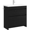 vidaXL Set di mobili da bagno in rovere nero, 81 x 40 x 84,5 cm, decorazione moderna per bagno, unità portaoggetti funzionali, scaffali, armadietti da bagno e design contemporaneo